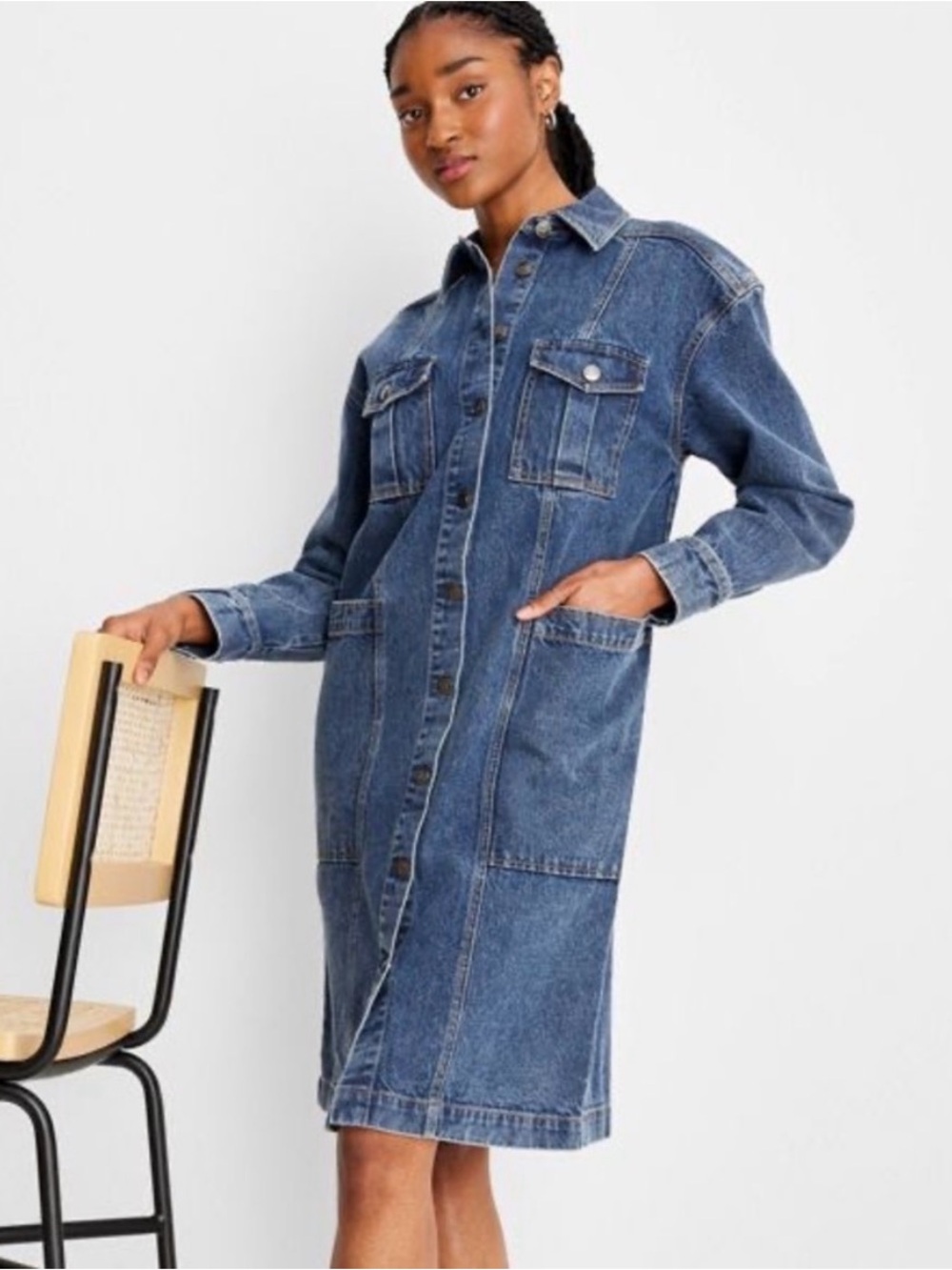 Future Collective x Reese Blutstein Denim Button-up Midi Dress
